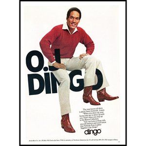 1981 Dingo Boots OJ Simpson 3 Leg Vintage Print Ad Cowboy Western Juice Wall Art